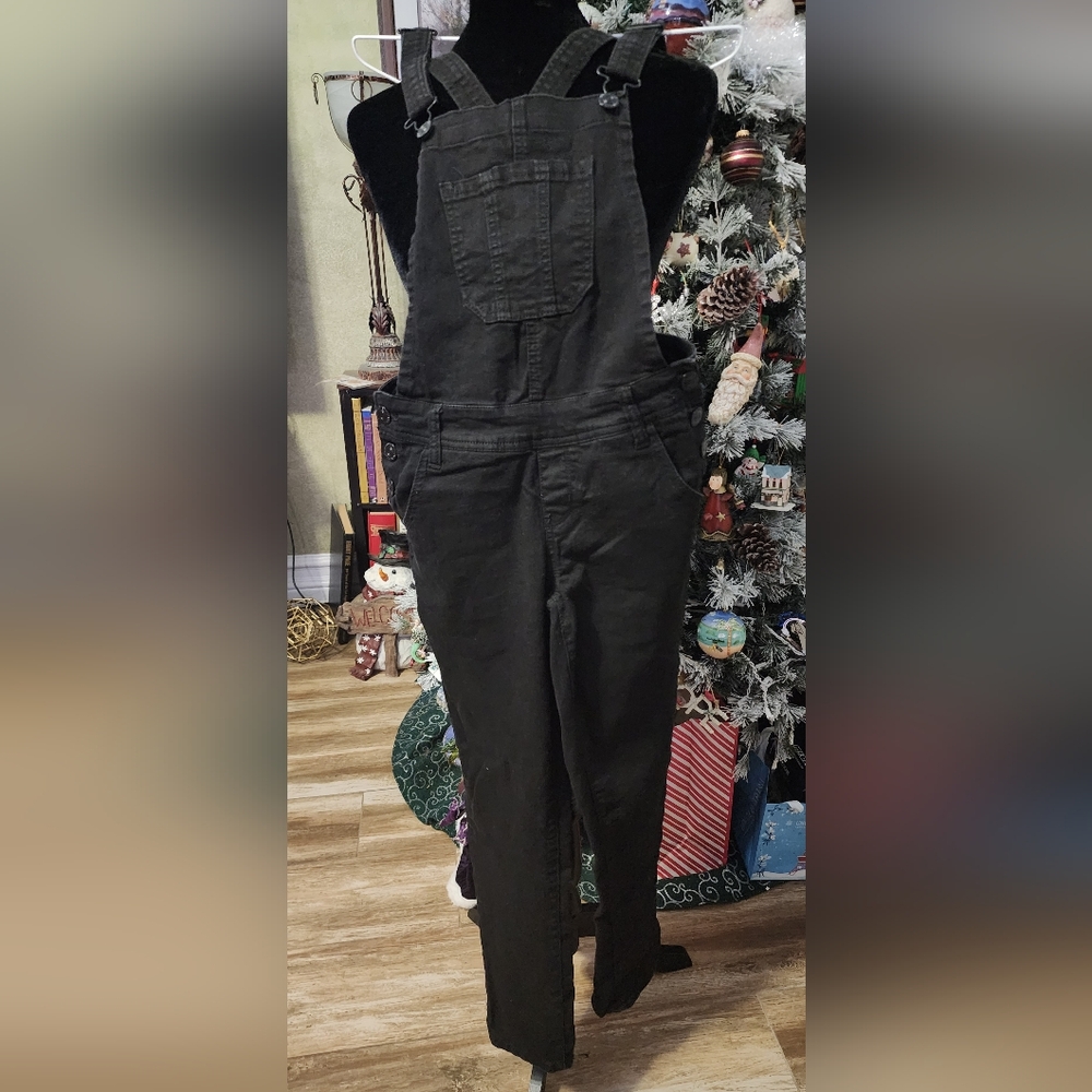 Wallflower Black Denim Straight Leg Overalls, Size S